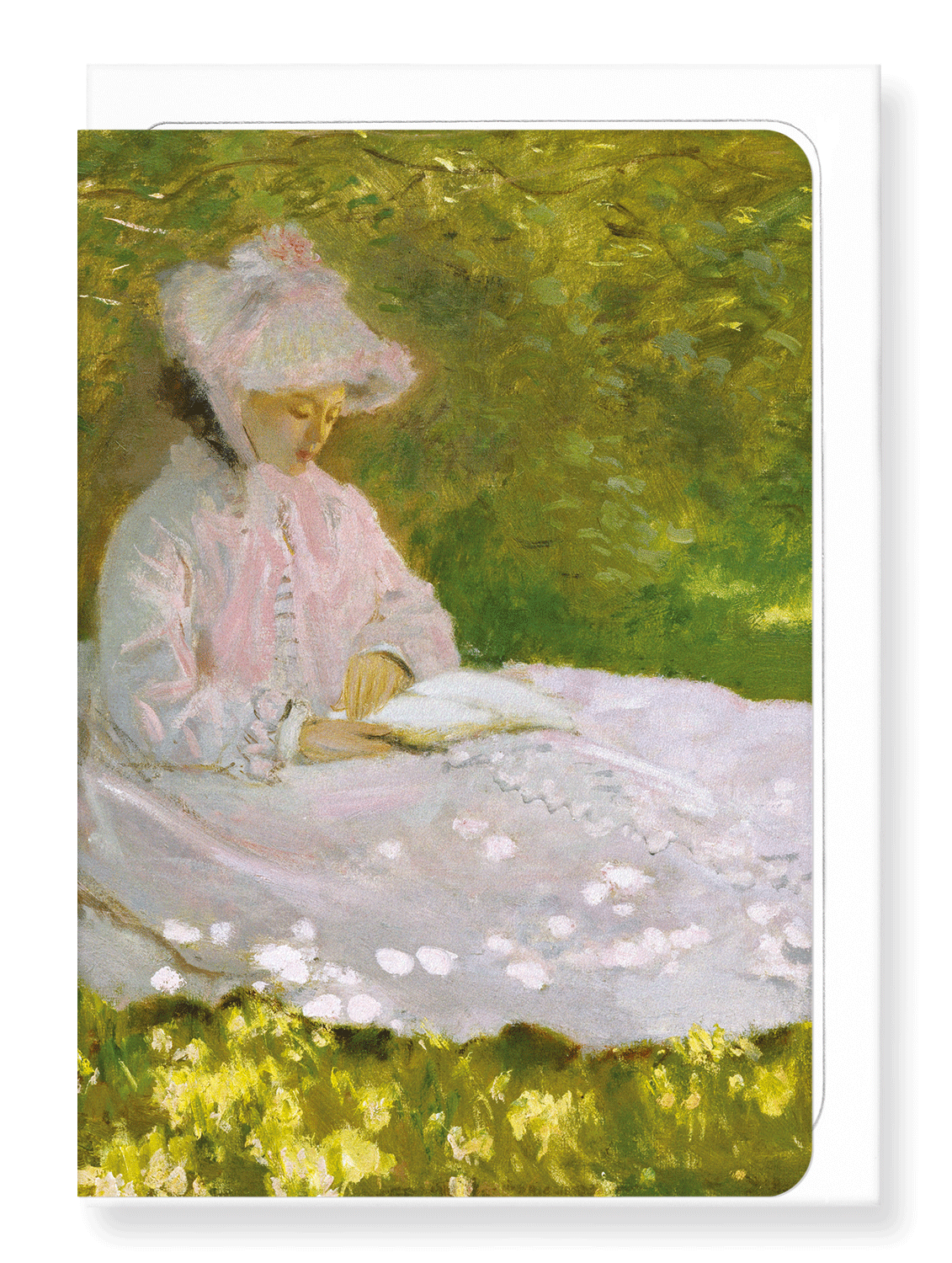 Ezen Designs - Spring time reading by monet - Greeting Card - Front