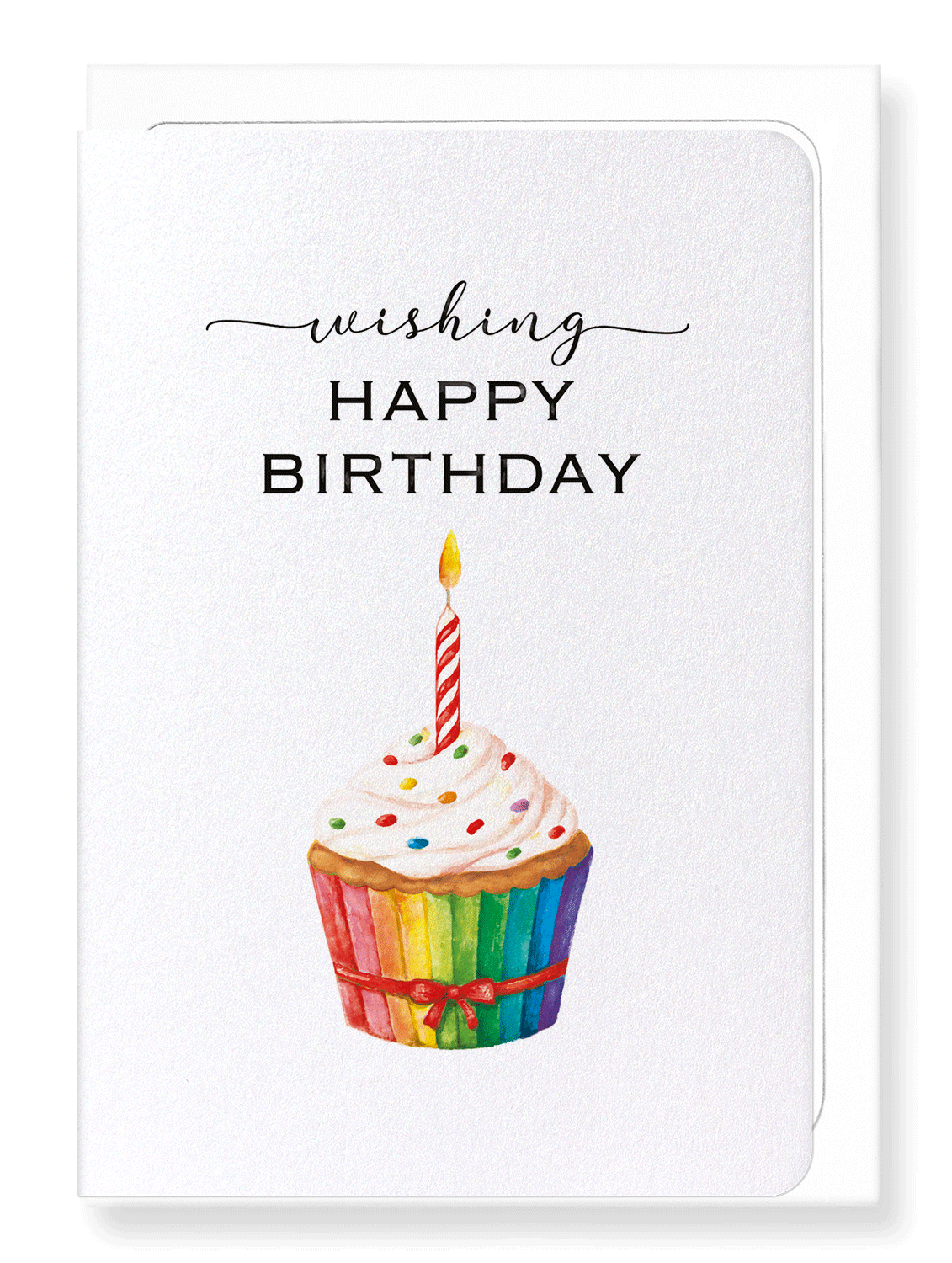 Ezen Designs - Rainbow birthday cupcake - Greeting Card - Front