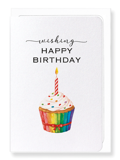 Ezen Designs - Rainbow birthday cupcake - Greeting Card - Front