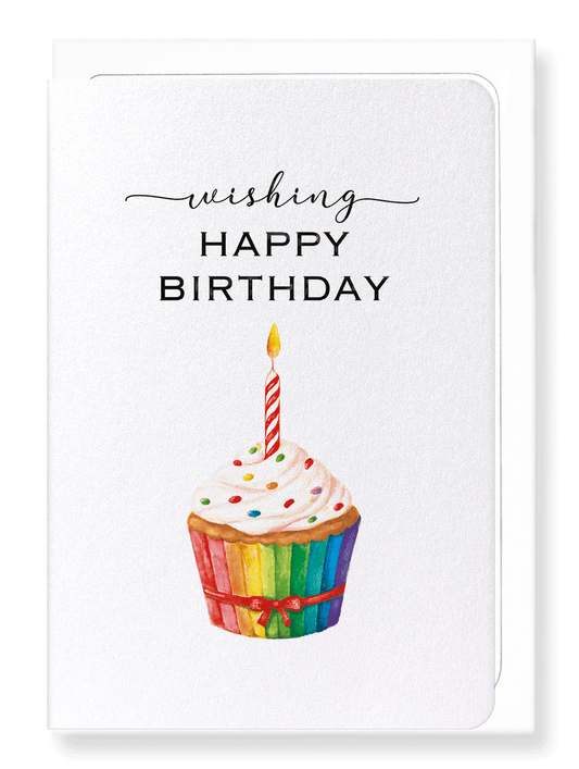 Ezen Designs - Rainbow birthday cupcake - Greeting Card - Front