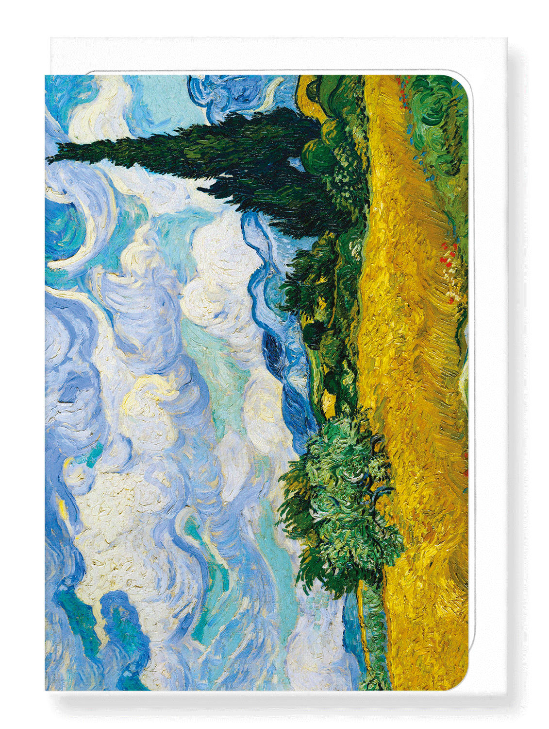 Ezen Designs - Wheat field with cypresses (1889) - Greeting Card - Front