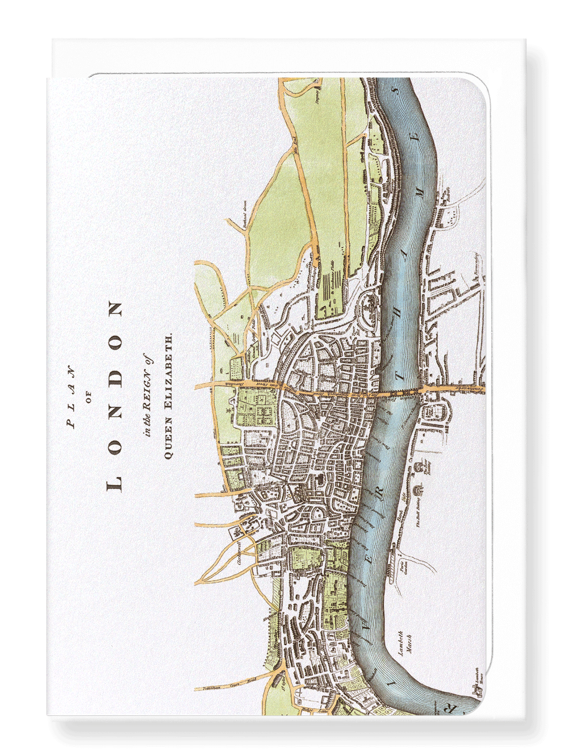 Ezen Designs - London map (c.1580) - Greeting Card - Front