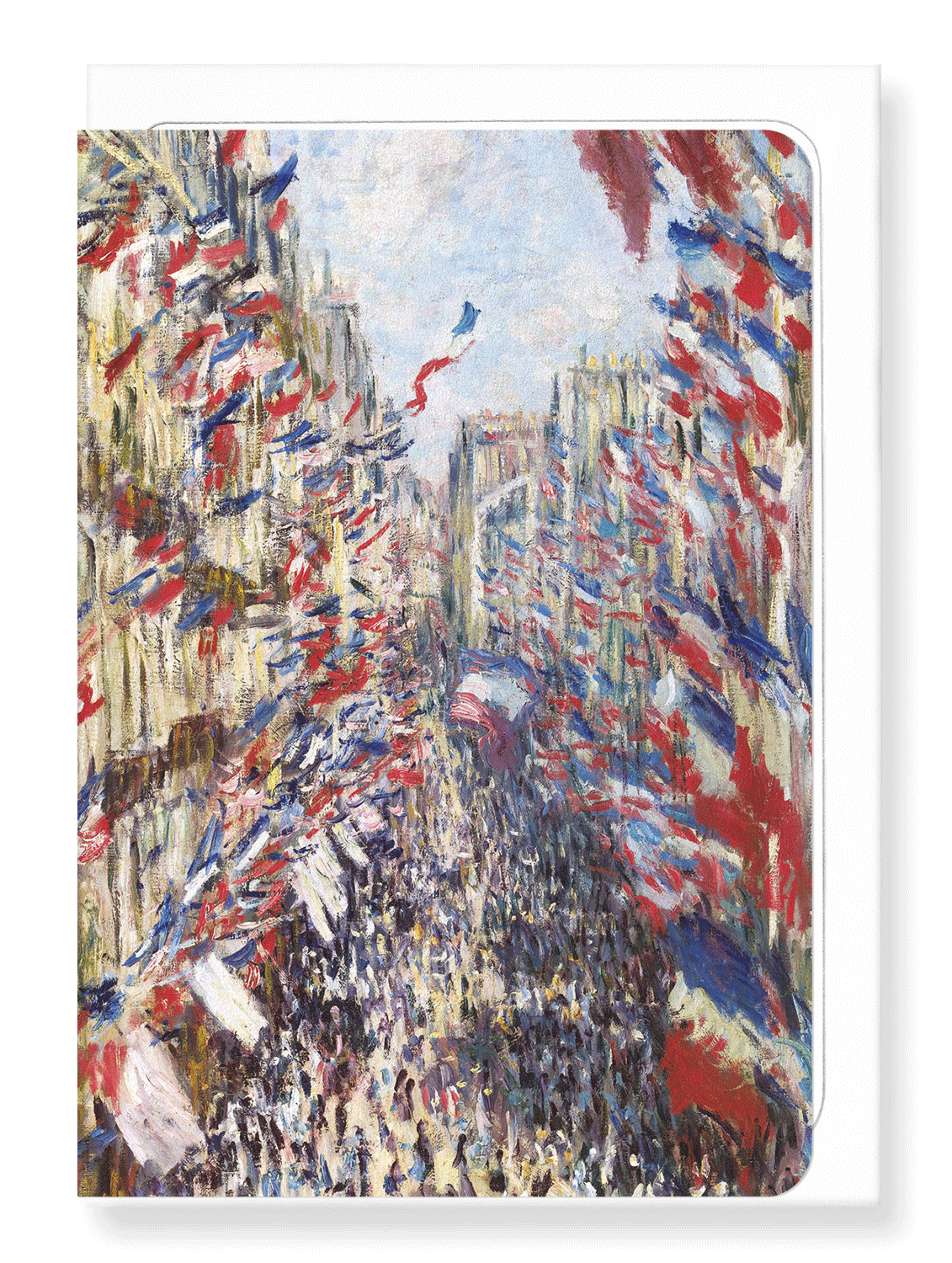 Ezen Designs - La rue montorgueil in paris by monet - Greeting Card - Front