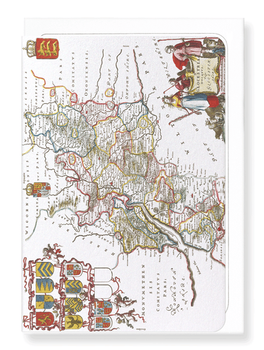 Ezen Designs - Map of gloucestershire (1665) - Greeting Card - Front