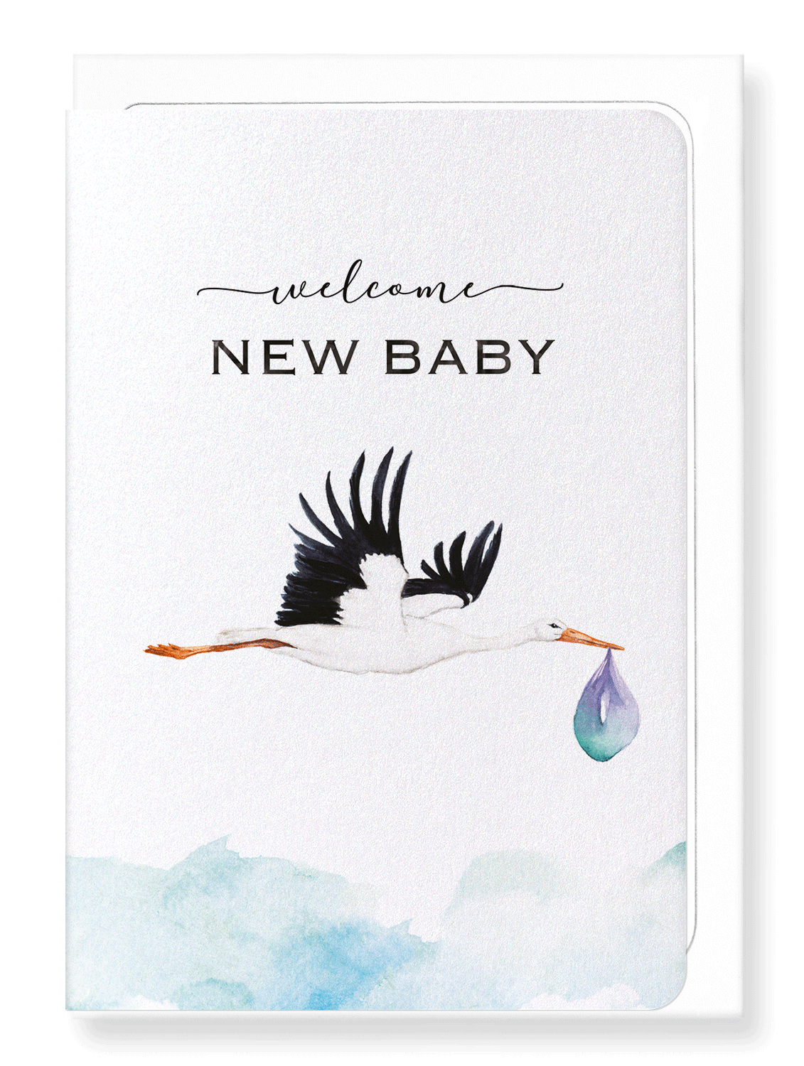 Ezen Designs - Stork and baby - Greeting Card - Front