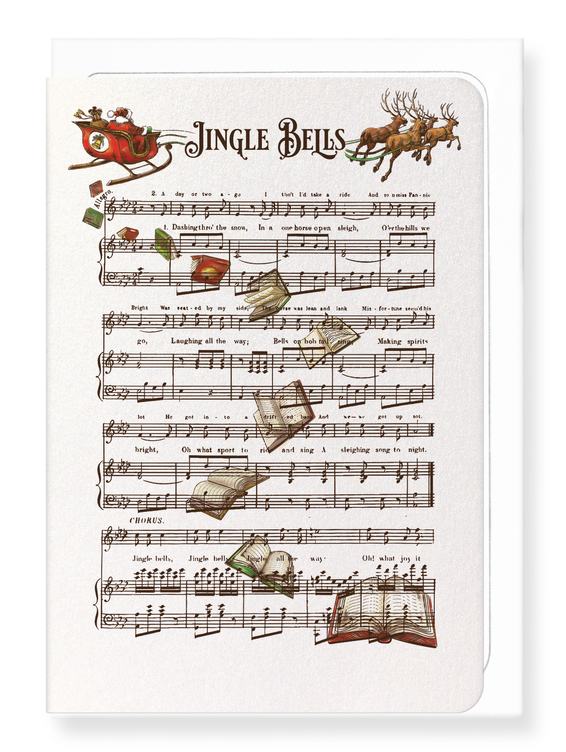 Ezen Designs - Jingle bells books - Greeting Card - Front