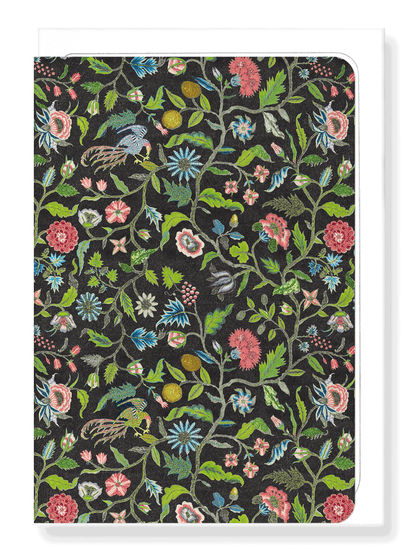 Ezen Designs - Coverlet Embroidery on Black (18th C.) - Greeting Card - Front