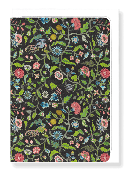 Ezen Designs - Coverlet Embroidery on Black (18th C.) - Greeting Card - Front