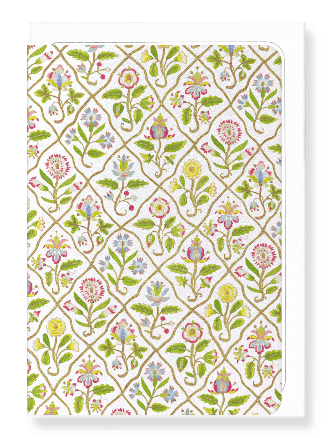 Ezen Designs - Floral Embroidery on White (17th C.) - Greeting Card - Front