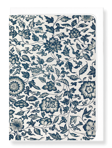 Ezen Designs - Floral blue and white motif  - Greeting Card - Front