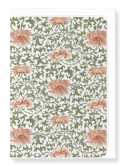 Ezen Designs - Pattern of pink peonies  - Greeting Card - Front