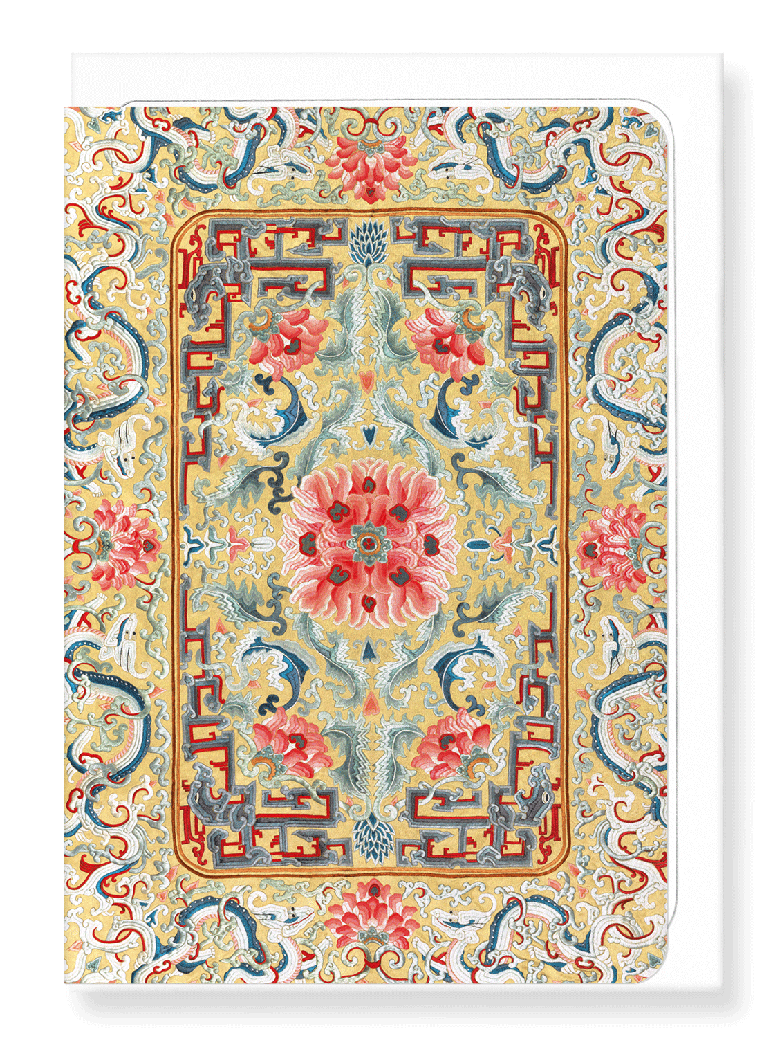 Ezen Designs - Embroidery of Flower and Dragons (19th C) - Greeting Card - Front
