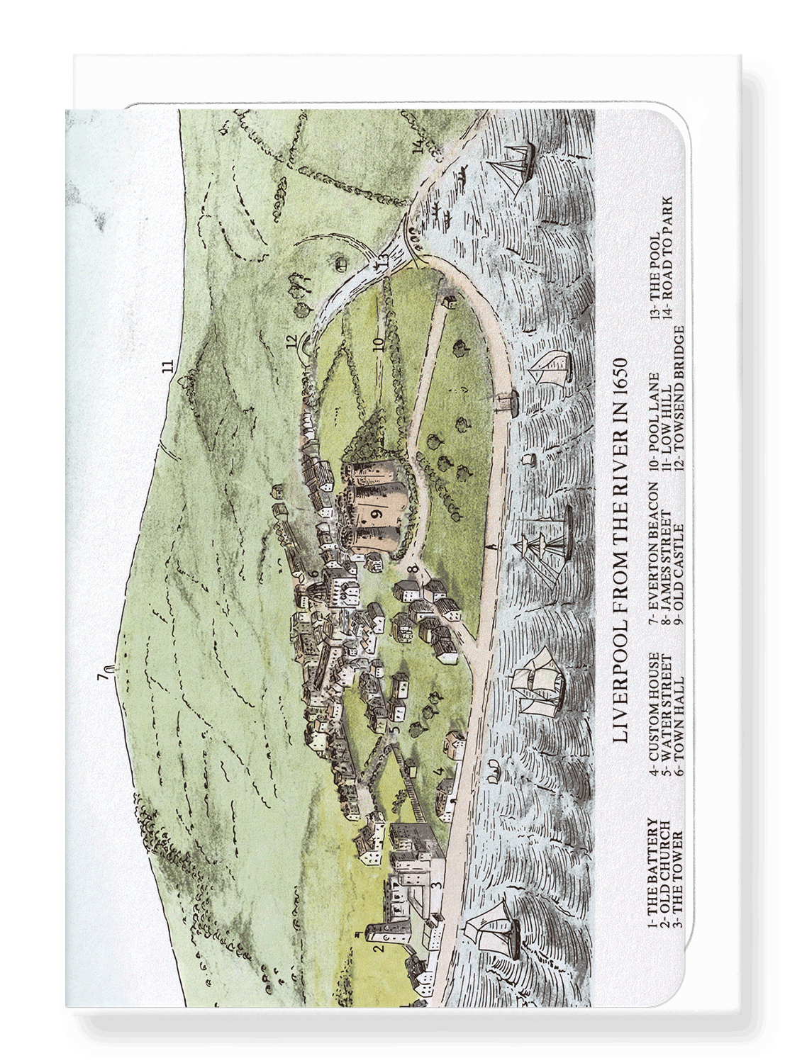 Ezen Designs - Liverpool Map (1650) - Greeting Card - Front