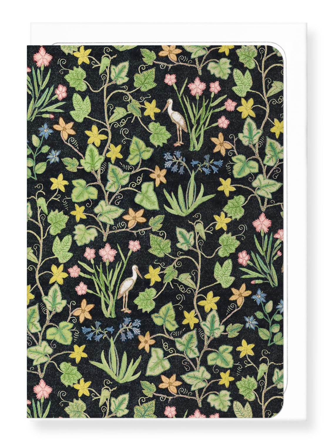Ezen Designs - Ivy and Flowers on black (16th C.) - Greeting Card - Front