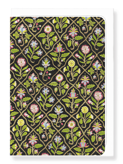Ezen Designs - Floral Embroidery on Black (17th C.) - Greeting Card - Front