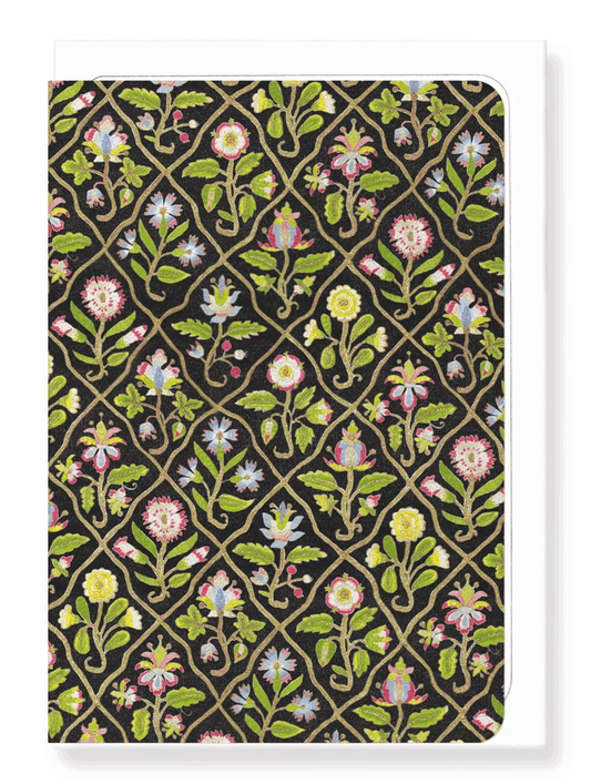 Ezen Designs - Floral Embroidery on Black (17th C.) - Greeting Card - Front
