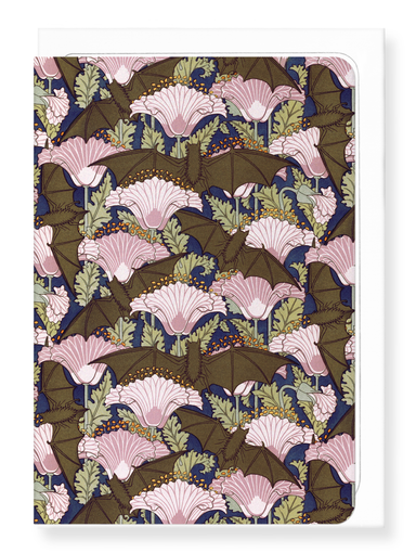 Ezen Designs - Bats and Poppies (1897) - Greeting Card - Front