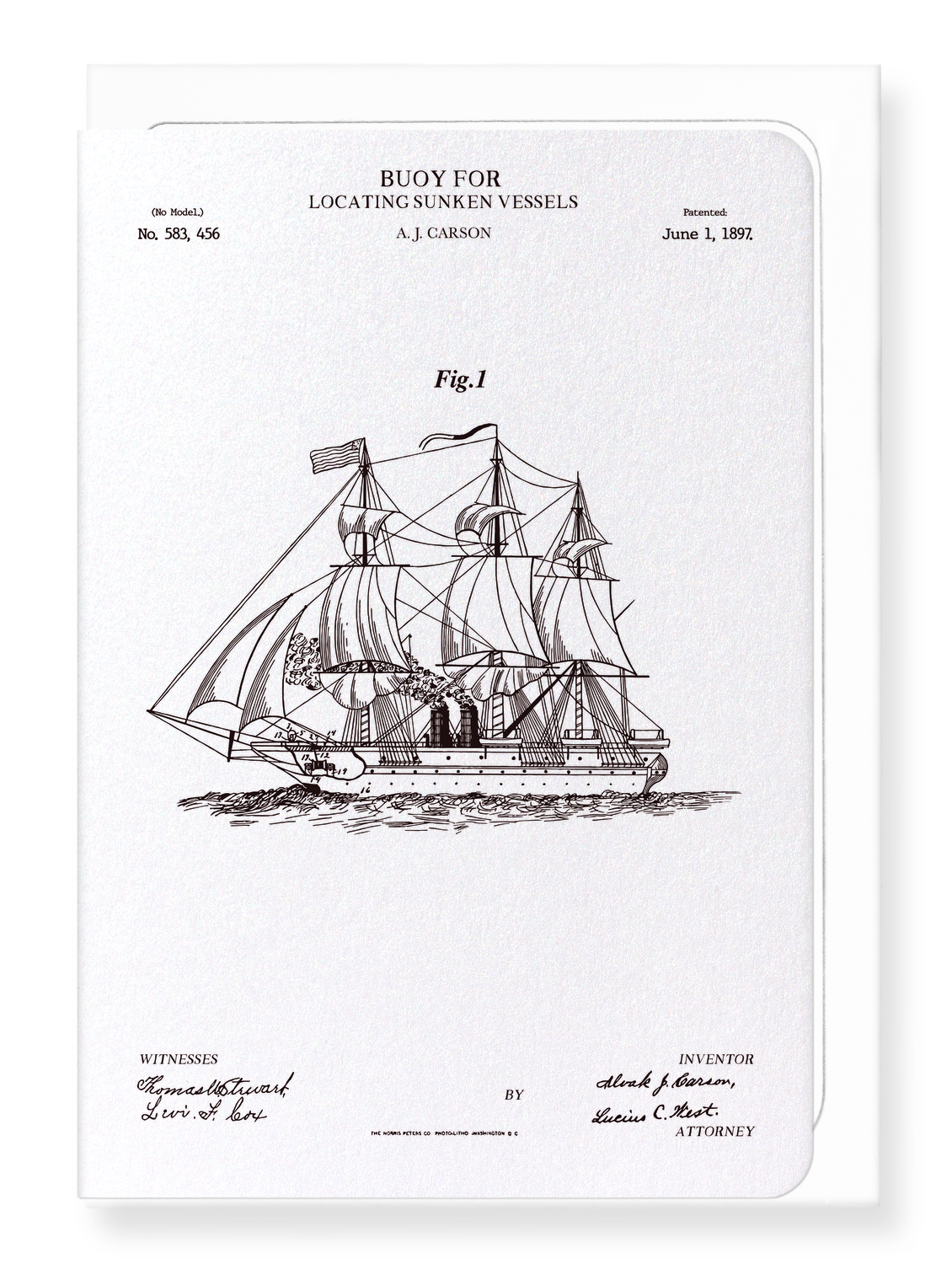Ezen Designs - BREVET DE BOUÉE (1897) - Greeting Card - Front