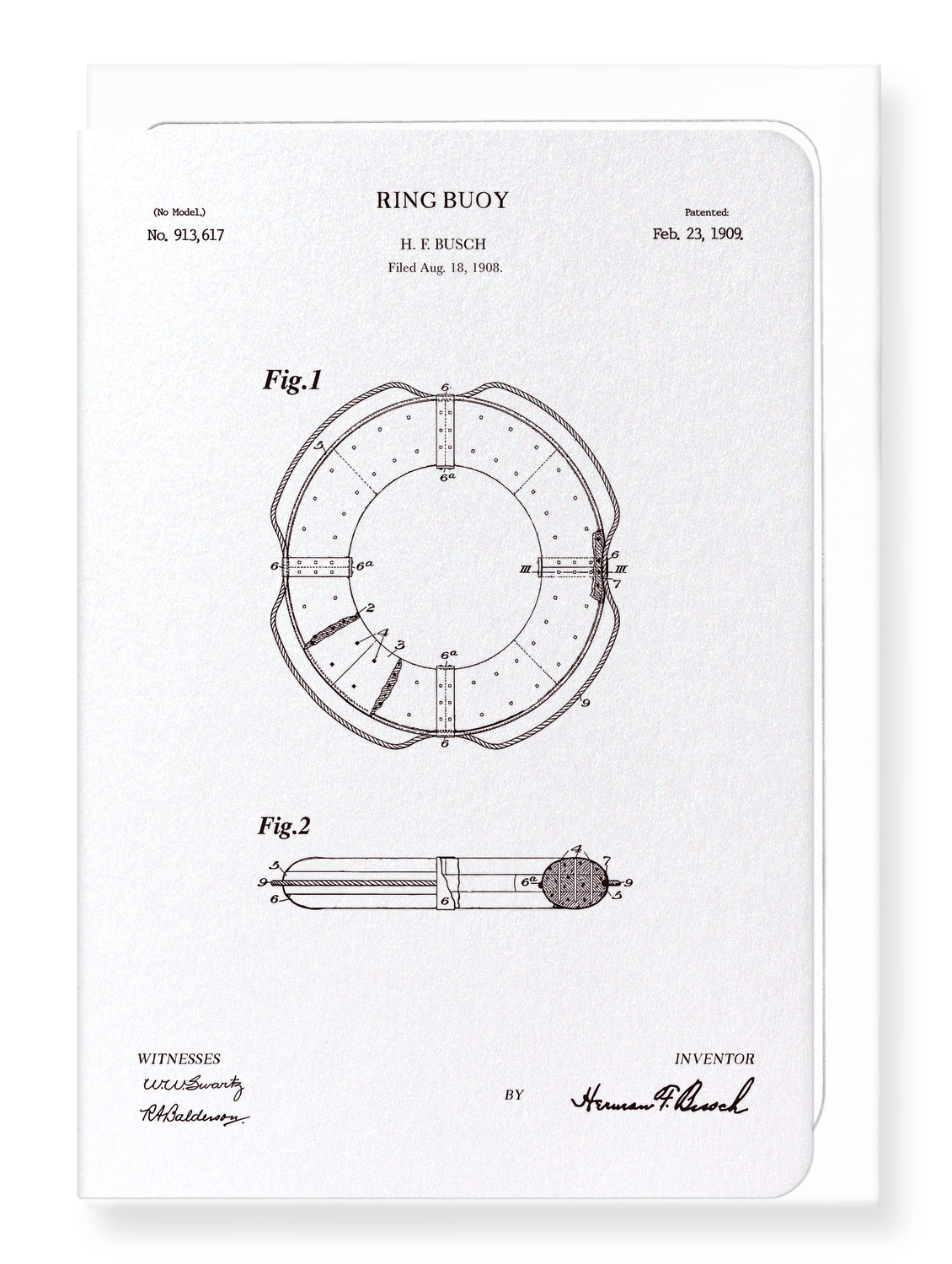 Ezen Designs - BREVET DE BOUÉE ANNULAIRE (1909) - Greeting Card - Front