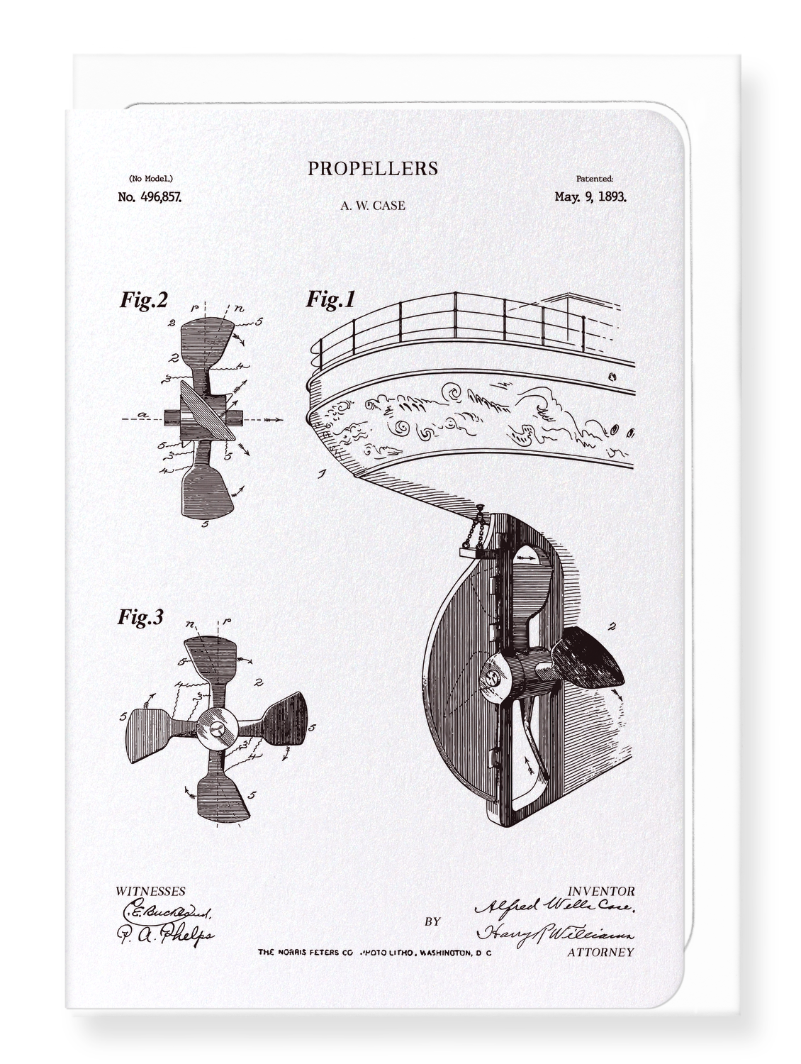 Ezen Designs - BREVET D'HÉLICES (1893) - Greeting Card - Front