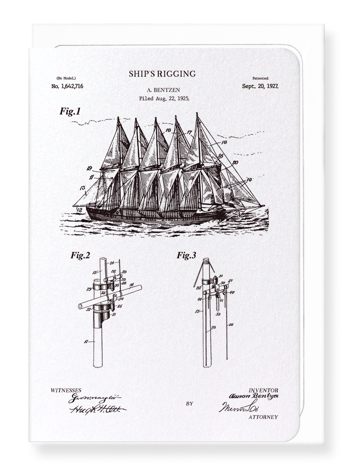 Ezen Designs - BREVET DE GRÉEMENT DE NAVIRE (1927) - Greeting Card - Front