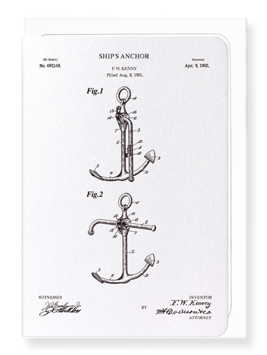Ezen Designs - BREVET D'ANCRE DE NAVIRE (1902) - Greeting Card - Front