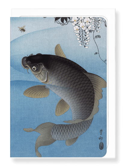 Ezen Designs - Carp and wisteria - Greeting Card - Front