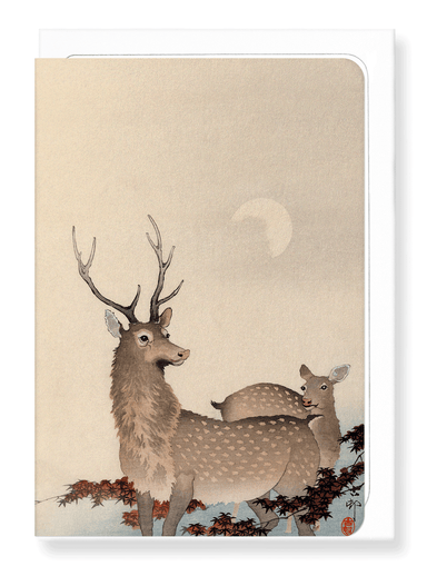 Ezen Designs - Two deer and maple - Greeting Card - Front