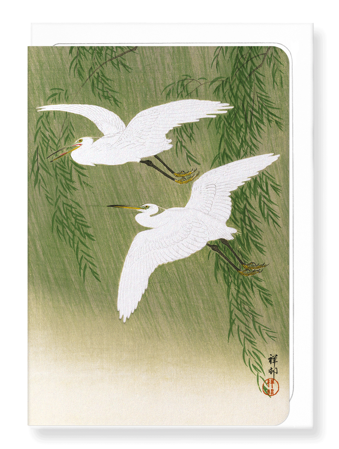 Ezen Designs - Egrets and willow - Greeting Card - Front