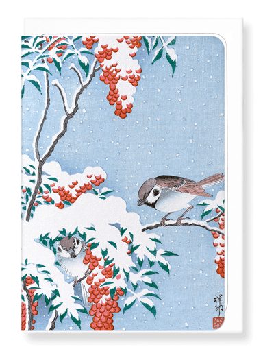 Ezen Designs - Sparrows on nandina - Greeting Card - Front