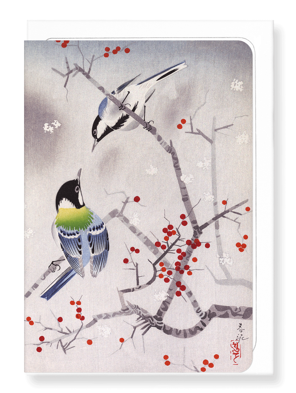 Ezen Designs - Birds on nandina - Greeting Card - Front