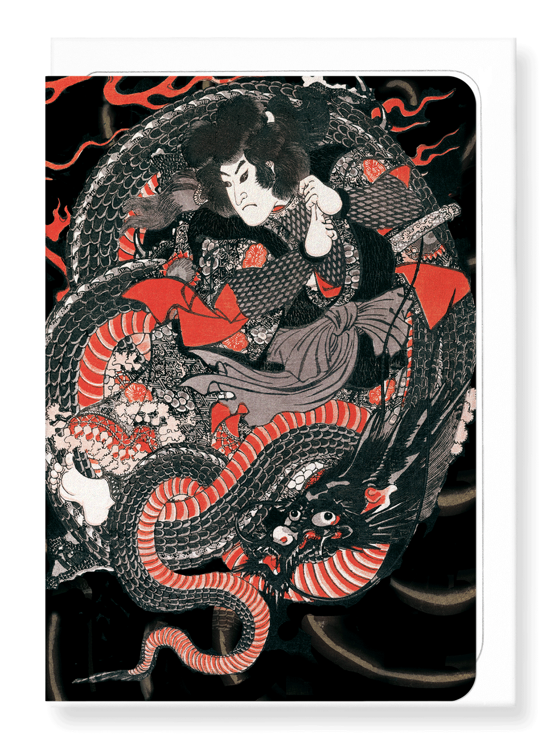 Ezen Designs - Samurai on a dragon - Greeting Card - Front