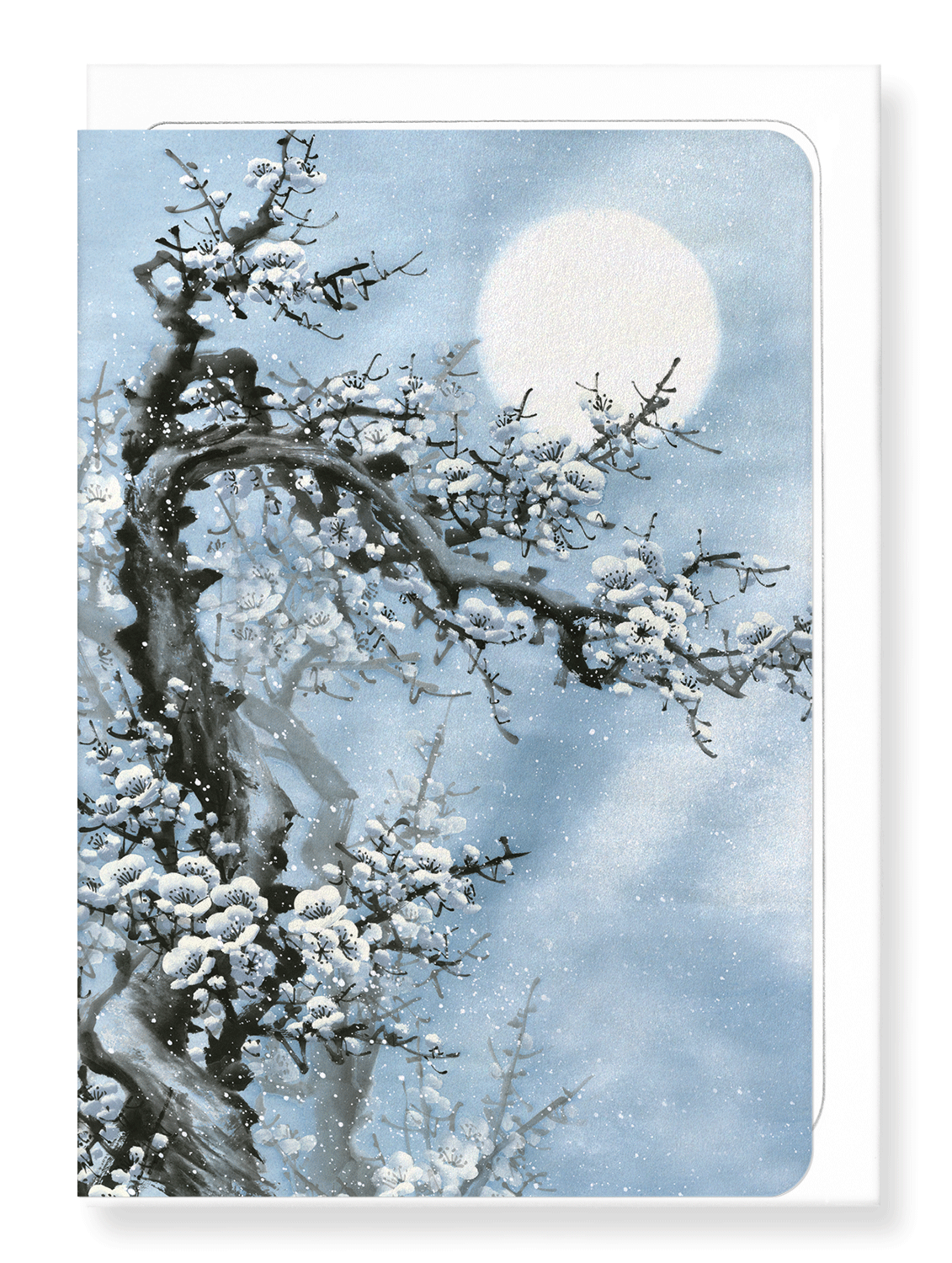 Ezen Designs - Plum blossom in blue moon - Greeting Card - Front