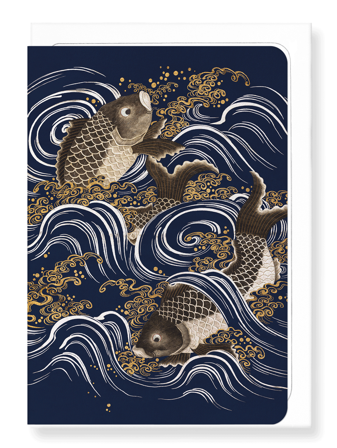Ezen Designs - Carps in waves - Greeting Card - Front