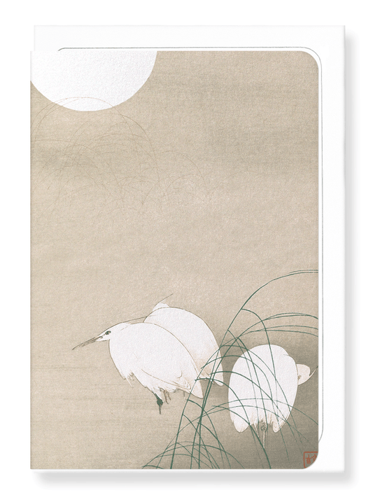Ezen Designs - Three egrets at night (c.1900) - Greeting Card - Front
