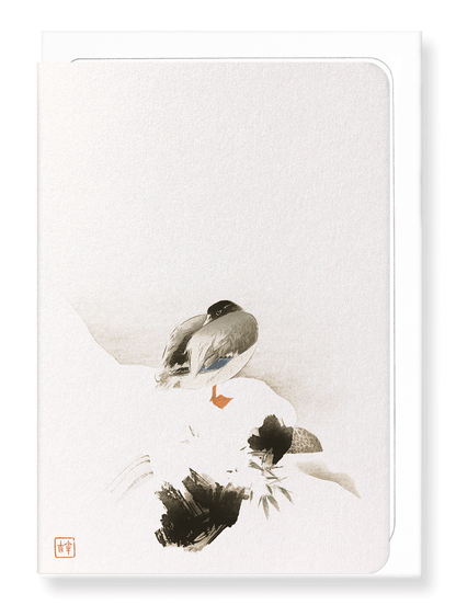 Ezen Designs - Duck in snow (c.1900) - Greeting Card - Front