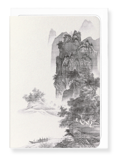 Ezen Designs - Sunset Glow over a Fishing Village (early 1600s) - Greeting Card - Front