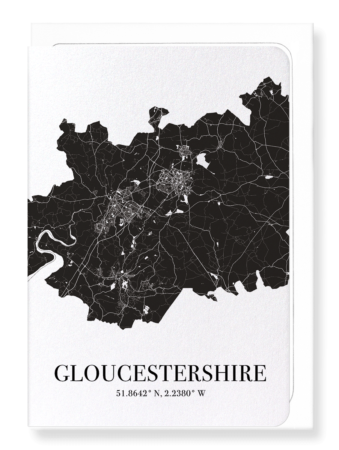 GLOUCESTERSHIRE CUTOUT: Map Cutout Greeting Card