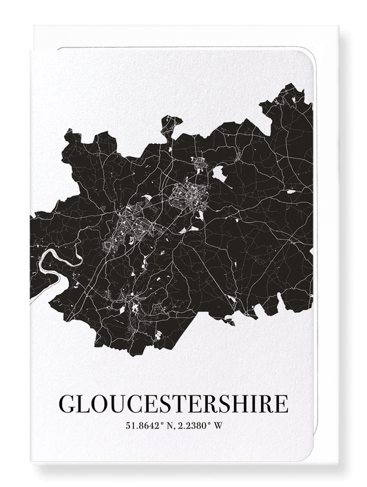 GLOUCESTERSHIRE CUTOUT: Map Cutout Greeting Card