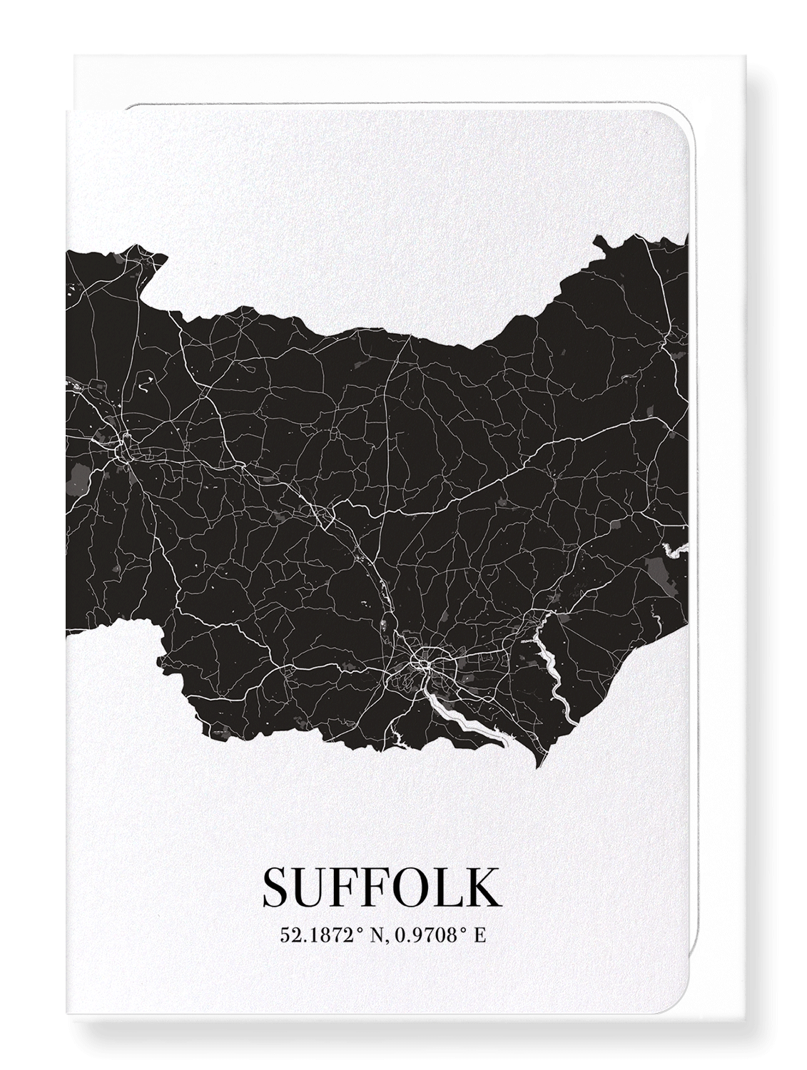 SUFFOLK CUTOUT: Map Cutout Greeting Card
