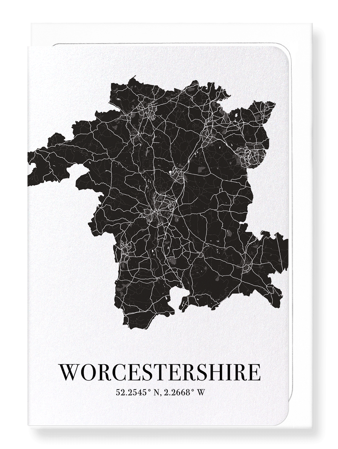 WORCESTERSHIRE CUTOUT: Map Cutout Greeting Card