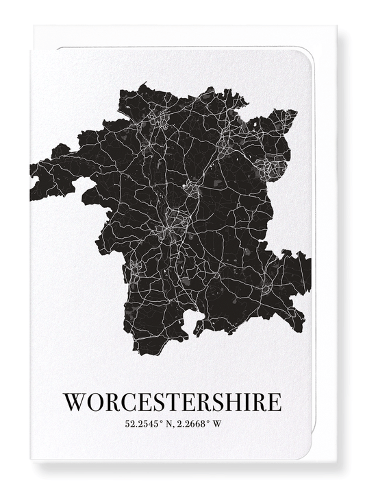WORCESTERSHIRE CUTOUT: Map Cutout Greeting Card
