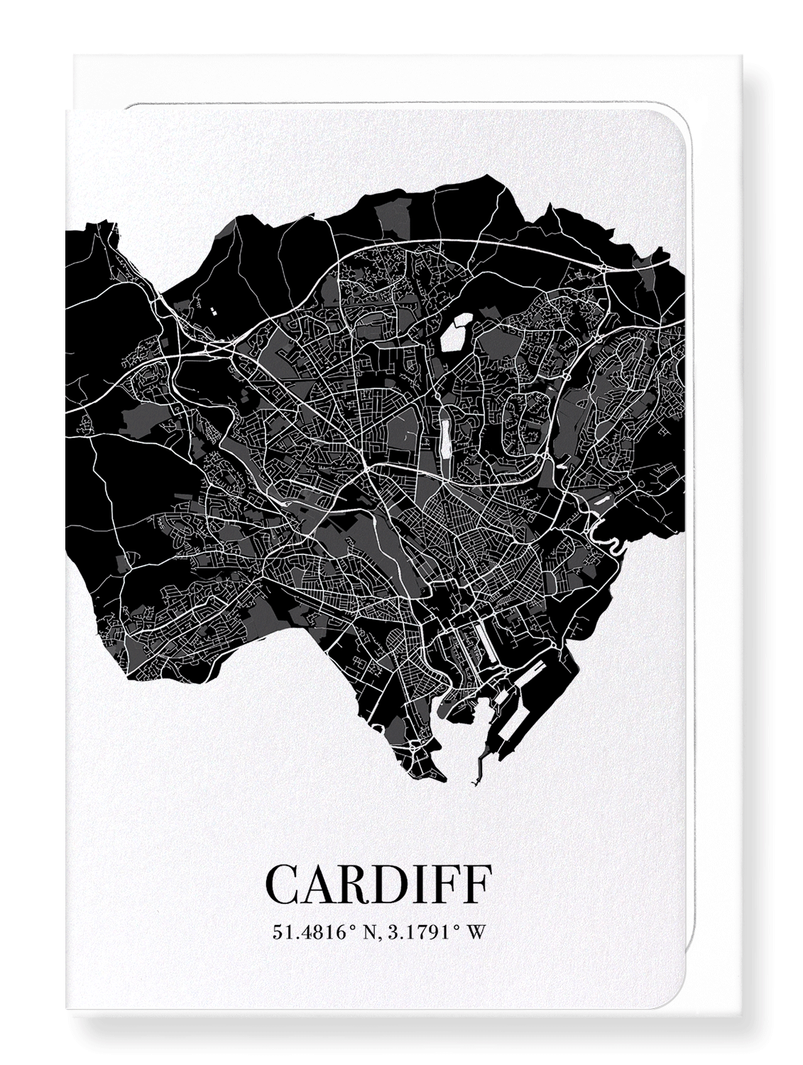 CARDIFF CUTOUT: Map Cutout Greeting Card
