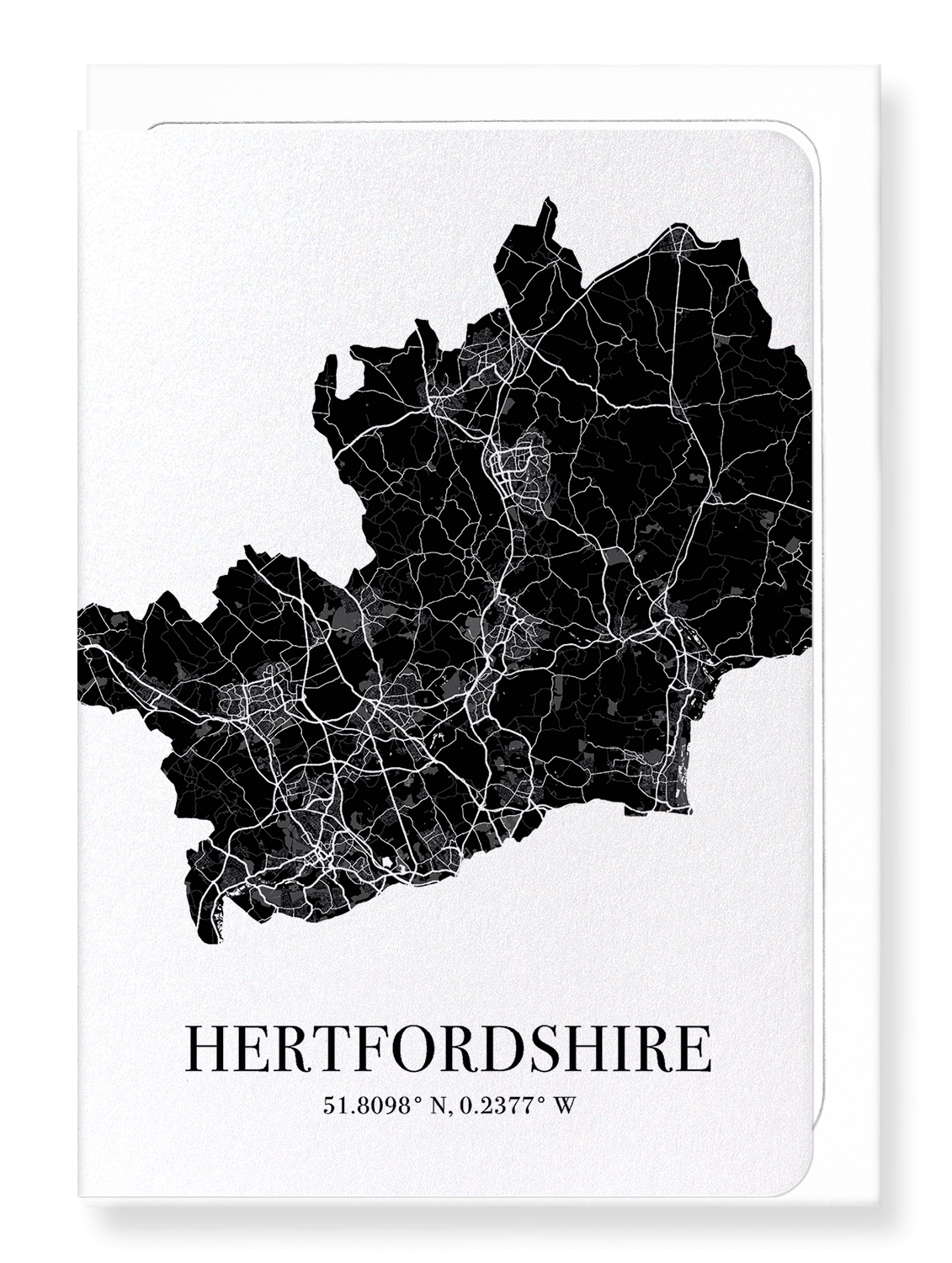HERTFORDSHIRE CUTOUT: Map Cutout Greeting Card