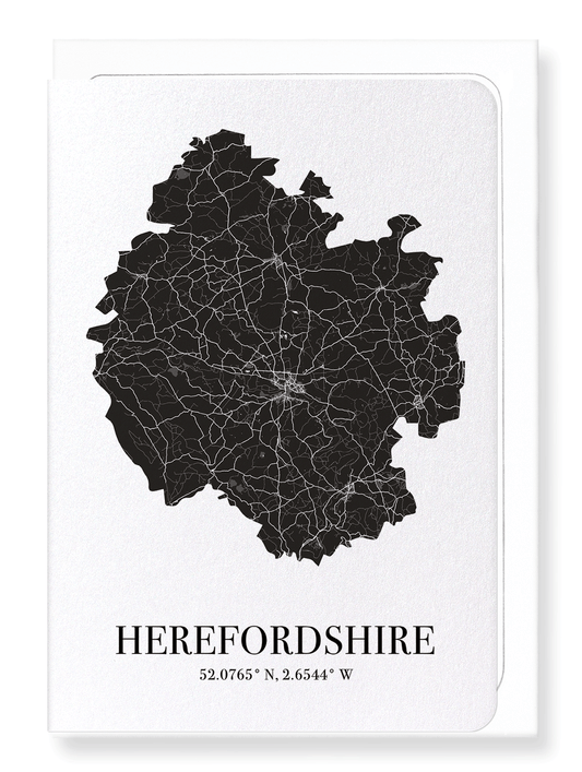 HEREFORDSHIRE CUTOUT: Map Cutout Greeting Card