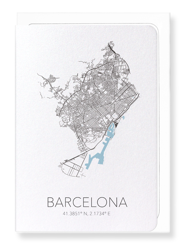 BARCELONE CUTOUT: Map Cutout Greeting Card