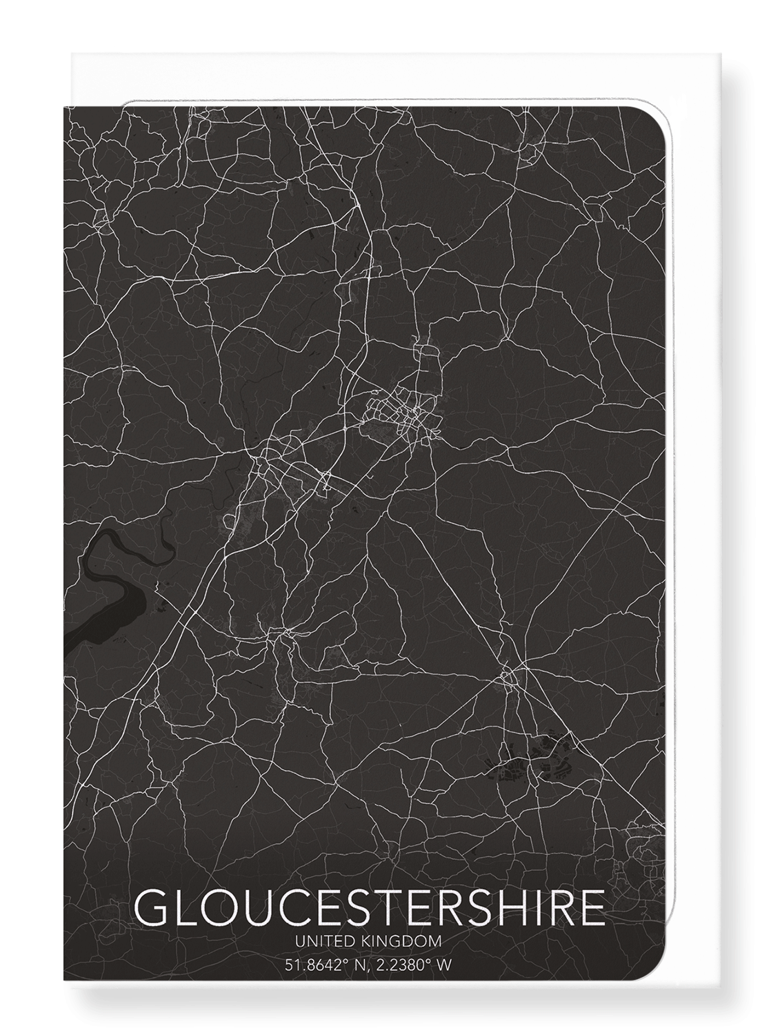 GLOUCESTERSHIRE FULL MAP: Map Full Greeting Card