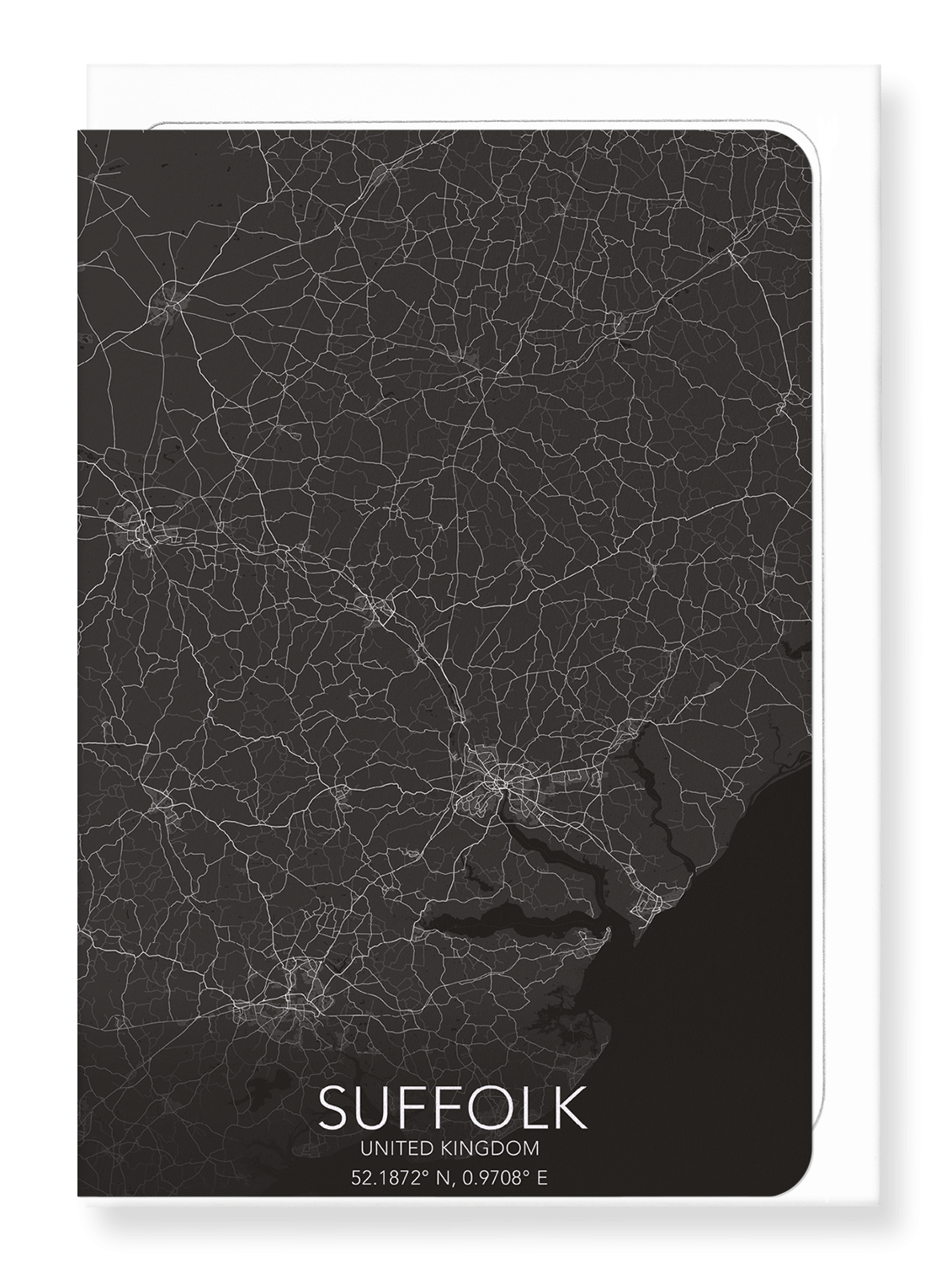 SUFFOLK FULL MAP: Map Full Greeting Card