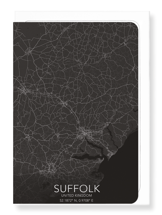 SUFFOLK FULL MAP: Map Full Greeting Card