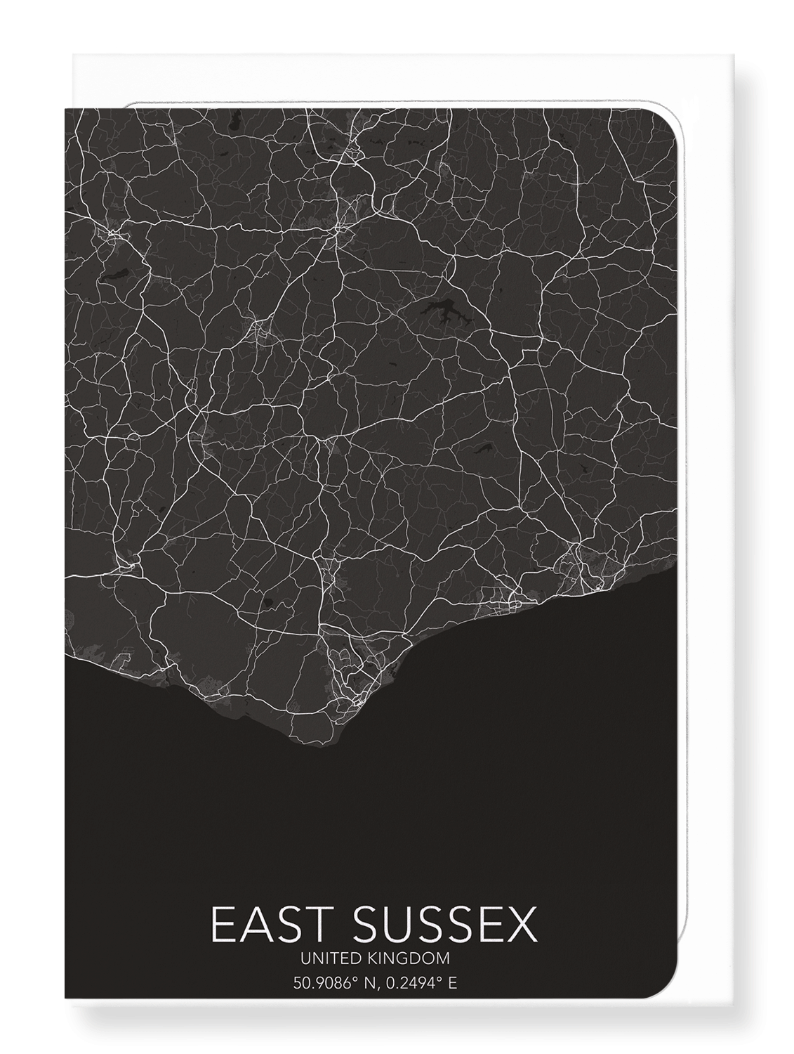 EAST SUSSEX FULL MAP: Map Full Greeting Card
